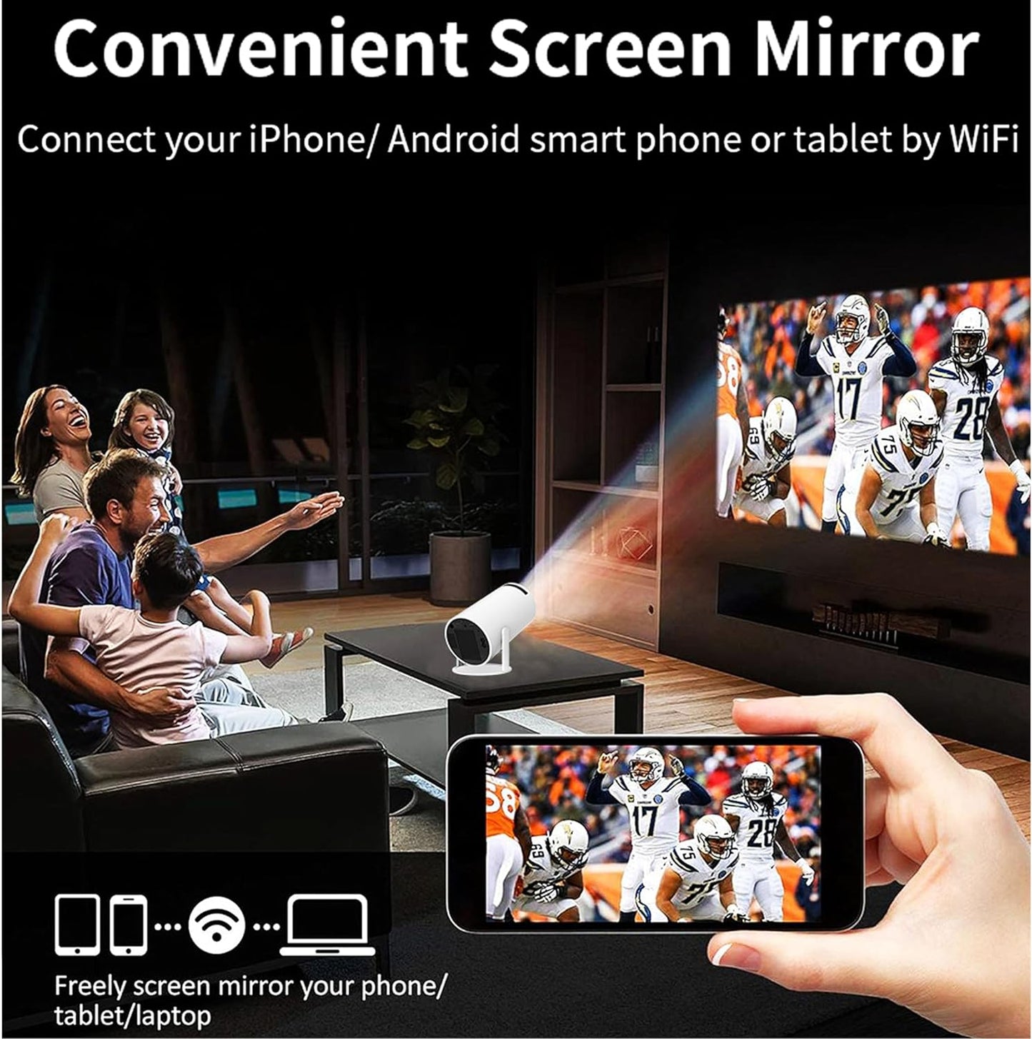 4K Portable Smart HD Projector with WiFi & Bluetooth Android 180°