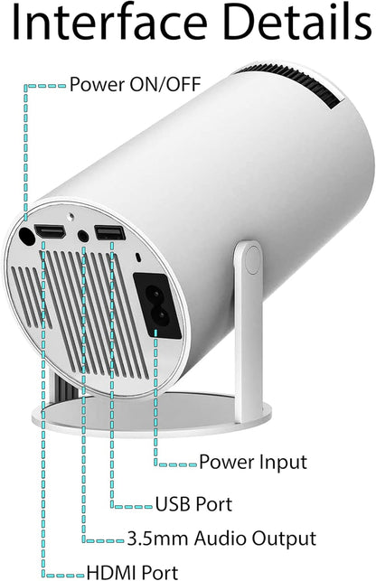 4K Portable Smart HD Projector with WiFi & Bluetooth Android 180°