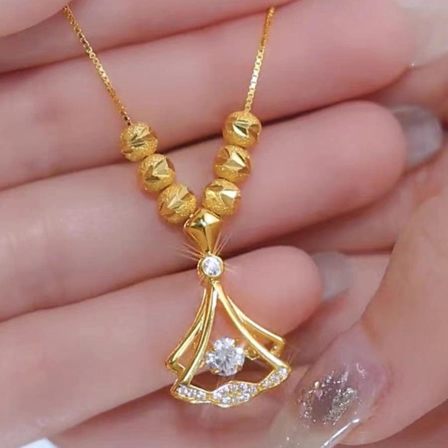 Fashion Necklace Jewelry Scalloped Diamond Pendant Stainless Steel Chain Necklace