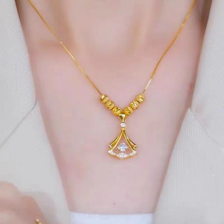 Fashion Necklace Jewelry Scalloped Diamond Pendant Stainless Steel Chain Necklace