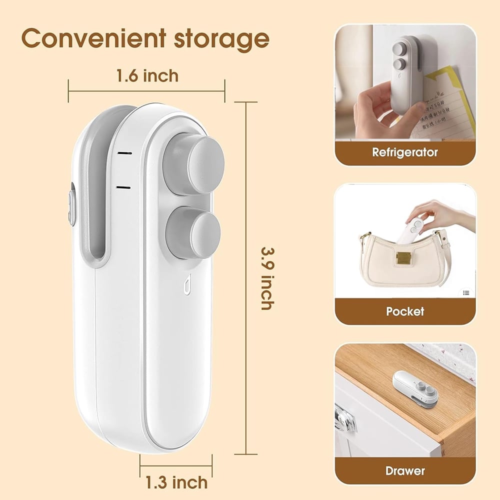 Small 2-in-1 Rechargeable Magnetic Snack Sealer Household Mini Sealing Machine